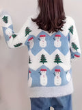 Women's Christmas Sweater, Polyester Knit Pullover, Round Neck, Festive Holiday Pattern, Autumn/Winter Fashion, Cozy Warm Sweatshirt for Ladies