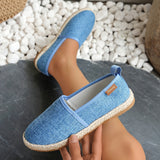 Womens Comfortable Canvas Slip-On Loafers - Lightweight, Breathable, and Flat Espadrille Shoes for Summer Walking - Fabric Inner, TPU Sole, and Plain Toe Design