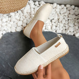 Womens Comfortable Canvas Slip-On Loafers - Lightweight, Breathable, and Flat Espadrille Shoes for Summer Walking - Fabric Inner, TPU Sole, and Plain Toe Design