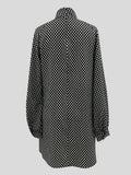 Polka Dot Print Dress, Elegant Tucked Long Sleeve Dress, Women's Clothing