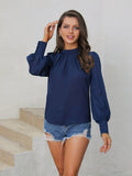 Women's Blouse Court Sleeve Chest Pleated Collar Long Sleeve Chiffon Blouse