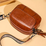 Retro Style Crossbody Bag For Women, Small Round Coin Purse, Multi Pocket Zipper Shoulder Bag