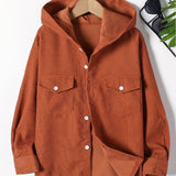 Kids Boys Solid Corduroy Hooded Shirts Long Sleeve Button Down Tops Spring Fall Outwear Shirts Jacket Clothes