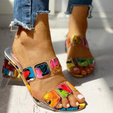 deanwangkt - Colour Casual Patchwork Round Out Door Wedges Shoes