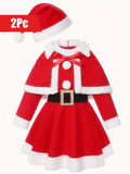 Girls Cute Santa Cosplay Costumes 2pc Christmas Gift Birthday Party