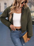 Zip Up Hoodie, Casual Solid Long Sleeve Versatile Jacket, Women's Clothing