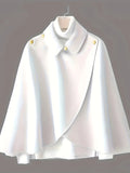 deanwangkt-1  Solid Collared Cape Tops, Casual Asymmetrical Outerwear, Women's Clothing