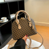 Vintage Geometric Pattern Shell Bag, Classic Zipper Textured Satchel Bag For Women