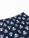 Men's Skull Pattern Casual Comfy Pants, Loose Stretchy Home Pajamas Bottom