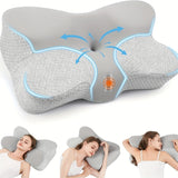 Odorless Memory Foam Cervical Pillow For Neck Relief, Ergonomic Orthopedic Sleeping Neck Contoured Support For Side Sleepers, Back And Stomach Sleepers With Hollow Design