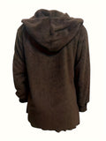 Open Front Hoodie Plush Coat, Long Sleeve Teddy Outerwear For Fall & Winter, Women's Clothing