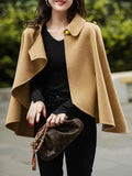 deanwangkt-1  Solid Collared Cape Tops, Casual Asymmetrical Outerwear, Women's Clothing