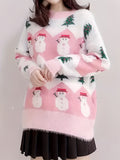 Women's Christmas Sweater, Polyester Knit Pullover, Round Neck, Festive Holiday Pattern, Autumn/Winter Fashion, Cozy Warm Sweatshirt for Ladies