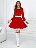 Festive Ladies' Christmas Costumes for Adults - Holiday Party Outfits with Bursting Beads, Santa Claus Performance, and Belt Decorations - Perfect for Ladies' Night Out