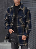 Stylish Plus Size Men's Plaid Jacquard Button-Up Jacket - Versatile & Fashionable, Perfect for Fall/Winter, PLUS SIZE, for Winter, Autumn, Spring