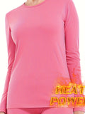 Seamless Thermal Underwear Set, Long Sleeve Crew Neck Tops & Pants, Women's Loungewear & Underwear