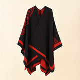 Slit Warm Large Shawl Casual Windproof Shawl Sunscreen Wrap Fashion Print Shawl Cape For Women