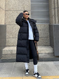 Long Length Hooded Parka, Casual Button Front Winter Warm Outerwear, Women's Clothing