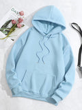 Simple Drawstring Loose Hoodie, Casual Hooded Fashion Long Sleeve Sweatshirt, Women's Clothing