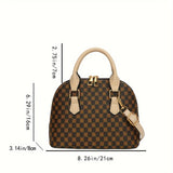 Vintage Geometric Pattern Shell Bag, Classic Zipper Textured Satchel Bag For Women