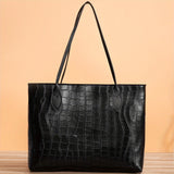 deanwangkt  Classic Large Capacity Tote Bag, Crocodile Embossed Shoulder Bag, Women's Versatile Bag For Work & Commute