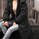 Zip Up Hooded Parka, Casual Solid Coat For Winter & Fall, Women's Clothing