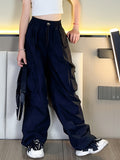 Girls Streetwear Big Pockets Loose Fit High-waisted Cargo Pants