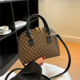 Vintage Geometric Pattern Shell Bag, Classic Zipper Textured Satchel Bag For Women