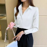 Women's Blouses Shirts Silk Women's Shirt Long Sleeve Fashion Woman Blouses Satin Top Female Shirts and Blouse Basic Ladies Tops OL Women Clothing 230503