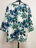 Plant Print Blouse, Casual V Neck Summer 3/4 Sleeve Blouse, Women's Clothing