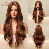 deanwangkt  Long Body Wave Wigs Ombre Black Brown Blonde Synthetic Wig Cosplay Middle Part Natural Heat Resistant Wig For Women