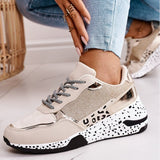 deanwangkt Women's Sneakers Platform Casual Shoes Women Vulcanize Shoes Leopard Ladies Running Shoes Sport Silver Lace-Up Female Sneakers