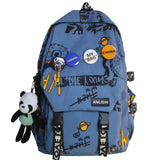 Cool Women Men Graffiti Pattern Trendy Backpack Lady Travel Badge Backpack Harajuku Bag Female Male College Girl Boy Student Bag