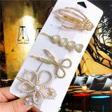 deanwangkt 4PCS Hair Accessories Gold Silver Hair Clips Set Vintage Feather Starfish Crystal Pearls Hairpin For Women Fashion Headwear