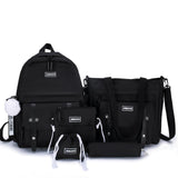 deanwangkt 5 pcs sets canvas Schoolbags For Teenage Girls Women Backpacks Laptop keychain School Bags Travel Bagpack Mochila Escolar