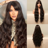 deanwangkt  Long Black Wigs Cosplay Body Wave Synthetic Wigs With Bangs For White/Black Women Brazilian American Natural Hair