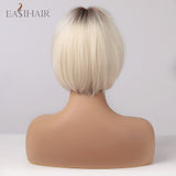 deanwangkt  Short Hair Wig With Bangs Pixie Cut Ombre Black Ash Light Blonde Synthetic Wigs For Women Cosplay Wigs Heat Resistant