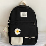 College Student Ladies Cute Backpack Women Flower Female Harajuku School Bags Book Kawaii Backpack Nylon Girl Trendy Bag Fashion