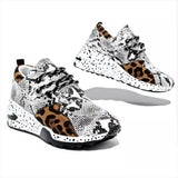 deanwangkt Women's Sneakers Platform Casual Shoes Women Vulcanize Shoes Leopard Ladies Running Shoes Sport Silver Lace-Up Female Sneakers