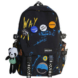 Cool Women Men Graffiti Pattern Trendy Backpack Lady Travel Badge Backpack Harajuku Bag Female Male College Girl Boy Student Bag