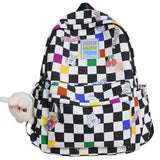 Fashion New Lady Lattice Travel Cartoon Bag Female Plaid Cute College Backpack Trendy Women Bag Girl Cool Kawaii Laptop Backpack