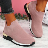 deanwangkt New Spring Knitting Socks Shoes Women  Mesh Breathable Platform Sneakers Slip On Flat Casual Loafers Ladies Vulcanized Shoes