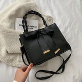 deanwangkt  BACK TO COLLEGE    New Casual Solid Color Square Handbags For Women Fashion High Capacity Pu Leather Female Shoulder Bag Bow Ladies Crossbody Bag