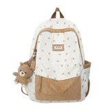 Girl Trendy Nylon Kawaii Flannel Floral Bag Ladies Cute College Backpack Women Travel Student Bag Female Laptop Backpack Fashion