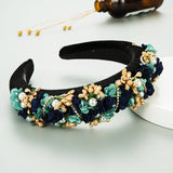 Baroque Hand Made Pearl Beading Gemstone Retro Luxury Hairbands ZA Hair Accessories Hair Bows Flower Crown Headbands For Women