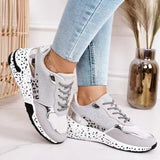 deanwangkt Women Sneakers  Leopard Print Lace-Up Women's Vulcanize Shoes Platform Sports Ladies Sneakers Breathable Plus Women Shoes