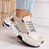 deanwangkt Women Sneakers  Leopard Print Lace-Up Women's Vulcanize Shoes Platform Sports Ladies Sneakers Breathable Plus Women Shoes