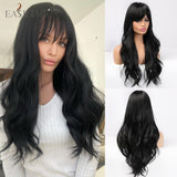 deanwangkt  Long Black Wigs Cosplay Body Wave Synthetic Wigs With Bangs For White/Black Women Brazilian American Natural Hair