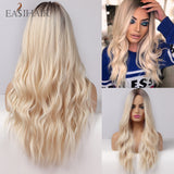 deanwangkt  Long Body Wave Wigs Ombre Black Brown Blonde Synthetic Wig Cosplay Middle Part Natural Heat Resistant Wig For Women