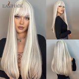 deanwangkt  Long Black Wigs Cosplay Body Wave Synthetic Wigs With Bangs For White/Black Women Brazilian American Natural Hair